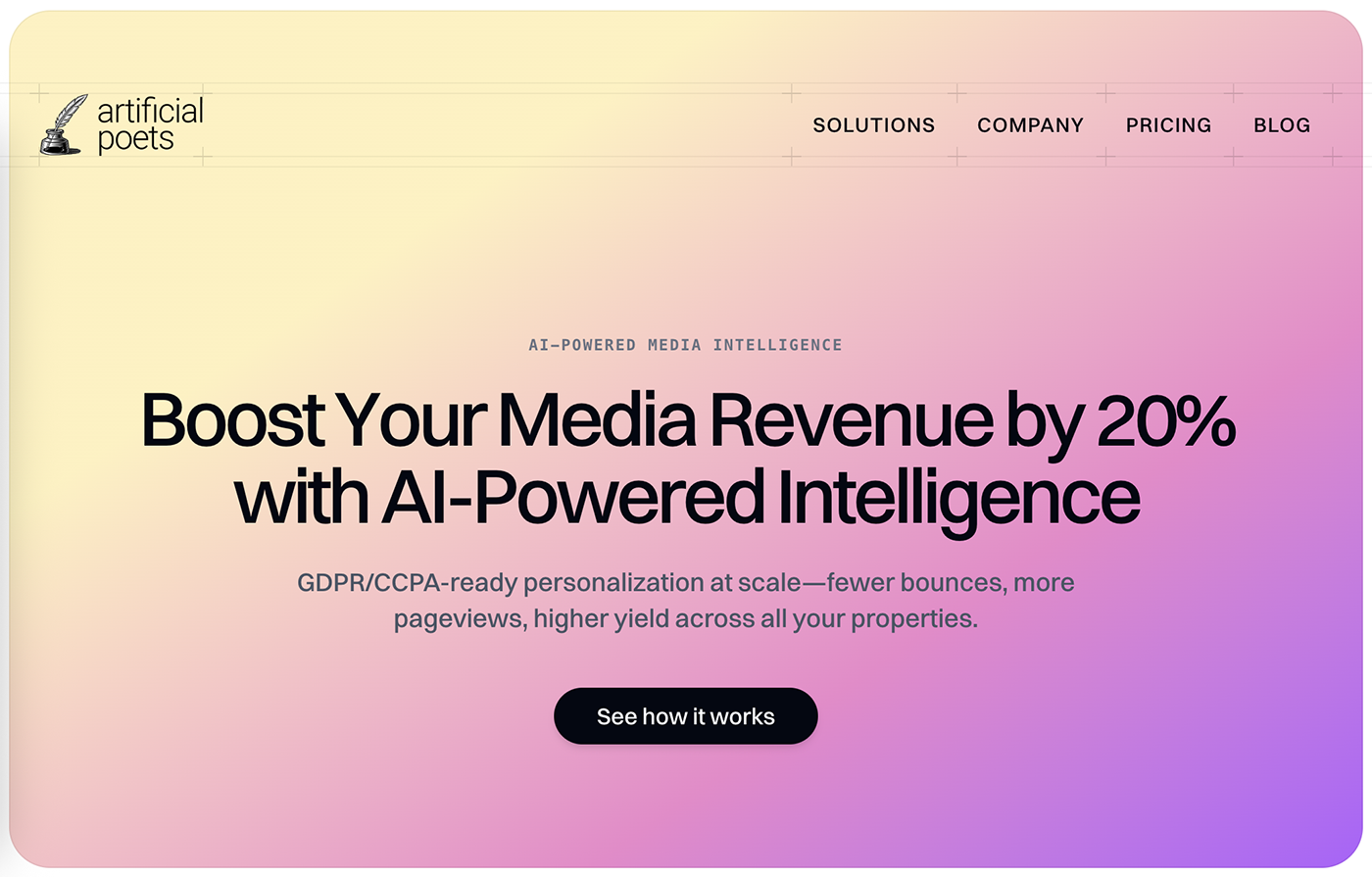 Artificial Poets landing page